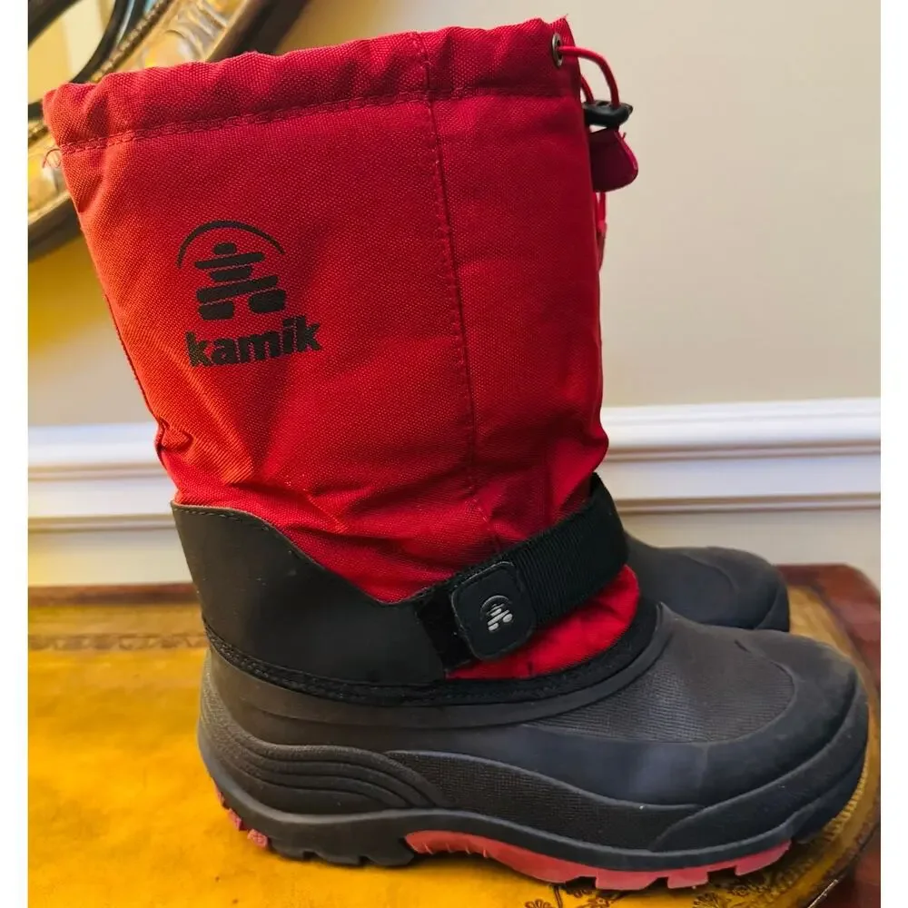 Kamik Rocket Cold Weather Sturdy Winter Snow Waterproof Red Canada Youth Boots 5